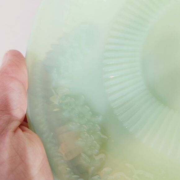 Fire King Anchor Hocking Jadite Saucer Only Lancaster Alice Floral Green Vtg - Picture 5 of 6